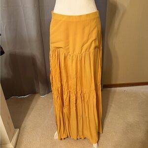 NEW w/Tags: Gold Maxi Skirt with Side Slits by Rag Poets